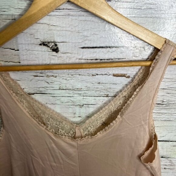 Vintage night gown slip cream  tan size large lace - Picture 2 of 6